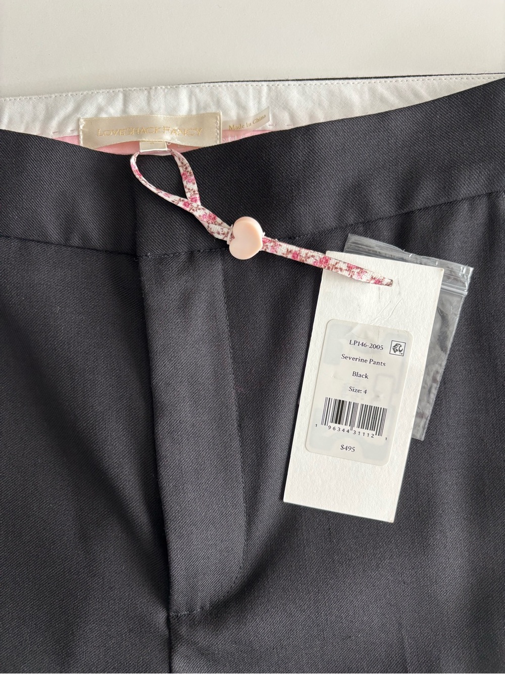 Loveshackfancy Severine Wool Classic Black Straight-Leg Dress Pants Sz US 4 - Picture 4 of 13